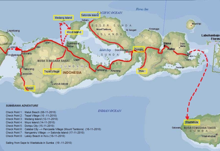 Rute pengembaraan di Pulau Sumbawa